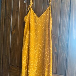 Women’s Mustard Polka Dot Midi Dress